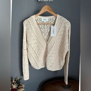 Short openwork cotton cardigan Cyron ecru ba&sh size 1